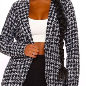 Chic Black and White Tweed Blazer